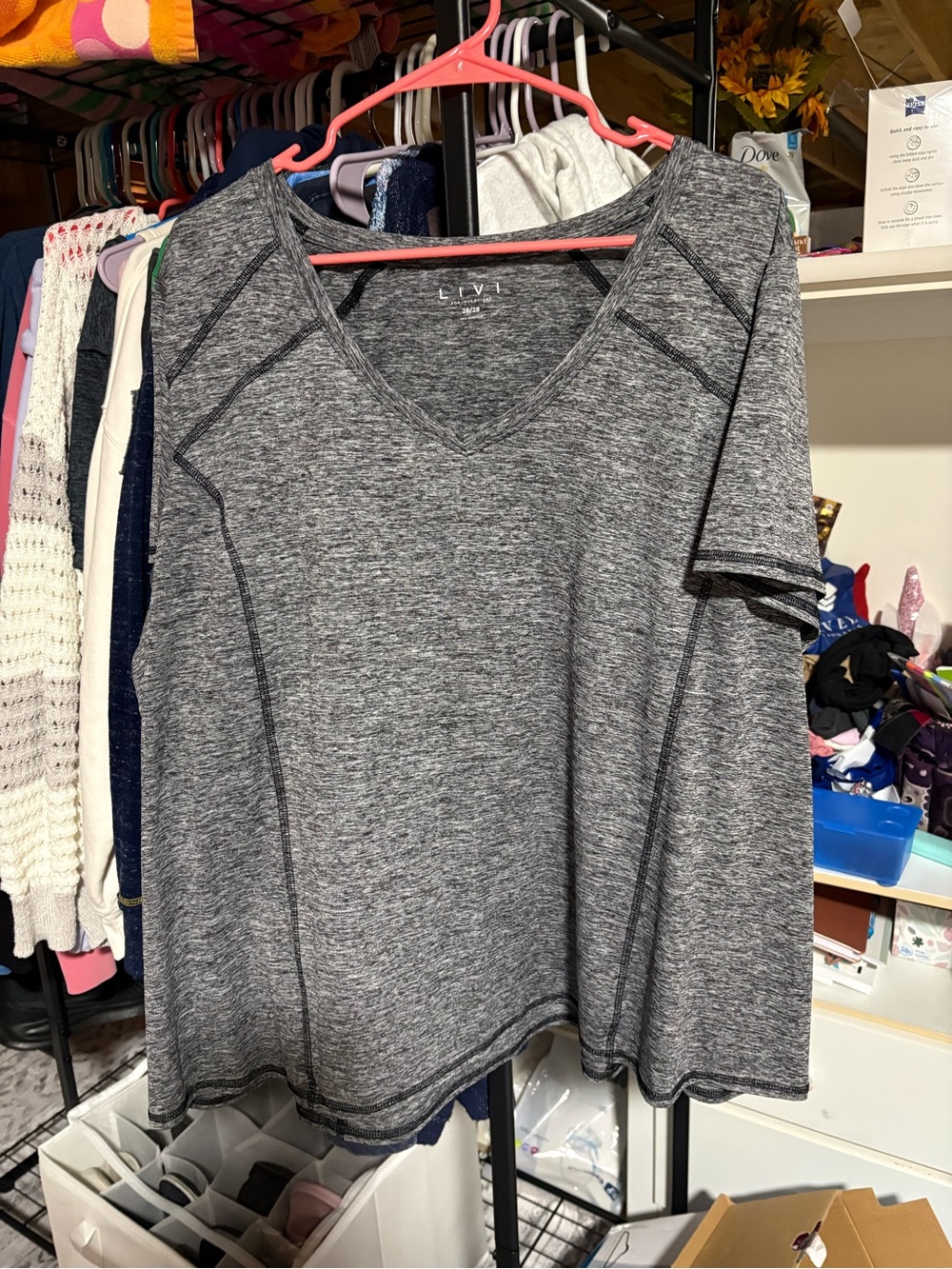 Livi Active Heather Gray V‑Neck Short Sleeve Performance Tee